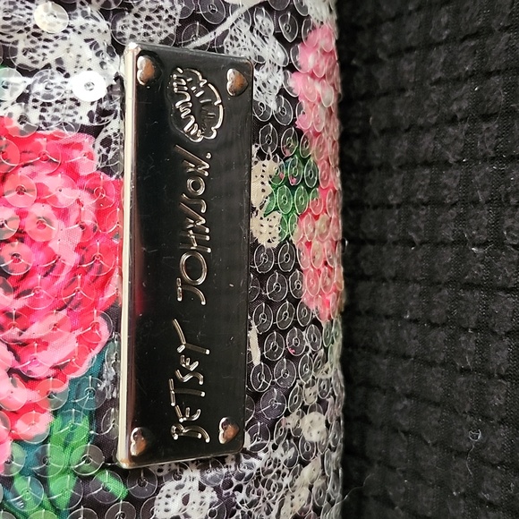 Betsey Johnson Floral Skull Sequined Purse - Picture 2 of 13